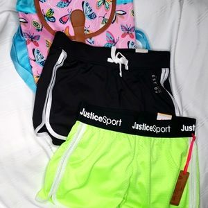 NWT 2 Justice shorts Girls size 12/14 and a butterfly backpack